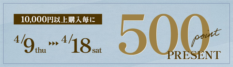 10,000円以上購入毎に500ポイントプレゼント！